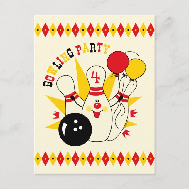Cute Bowling Pin Birthday-vykort Inbjudan Vykort (Framsida)