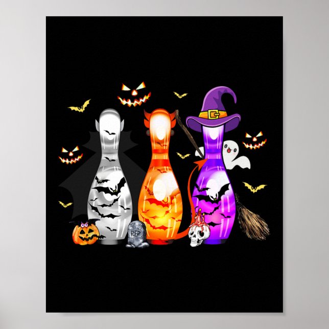 Cute Bowling Pin Halloween Spooky Costume Poster (Framsidan)