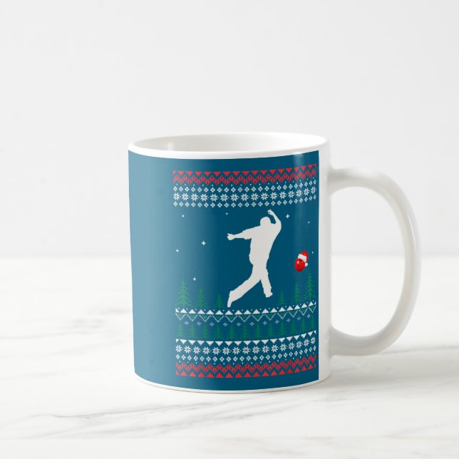 Cute Bowling Player Santa Claus Hat Ugly Christmas Kaffemugg (Höger)