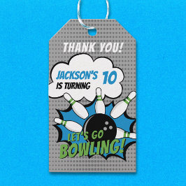 Cute Bowling-Style Birthday Kids Presentetikett