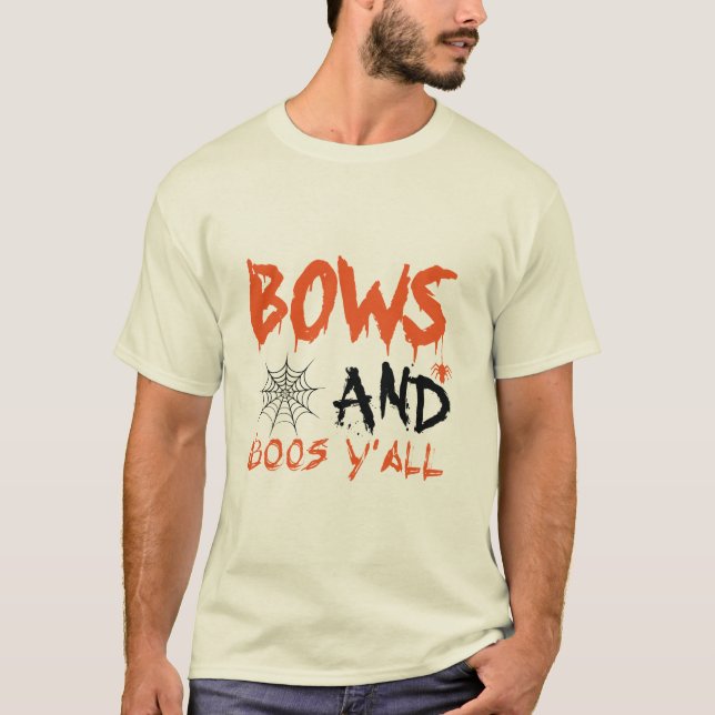 Cute Bows Boos Y'all Halloween T Shirt (Framsida)