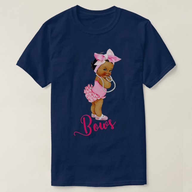 Cute Bows Ethnic Team Girl Gender Reveal Baby Show T Shirt (Design framsida)