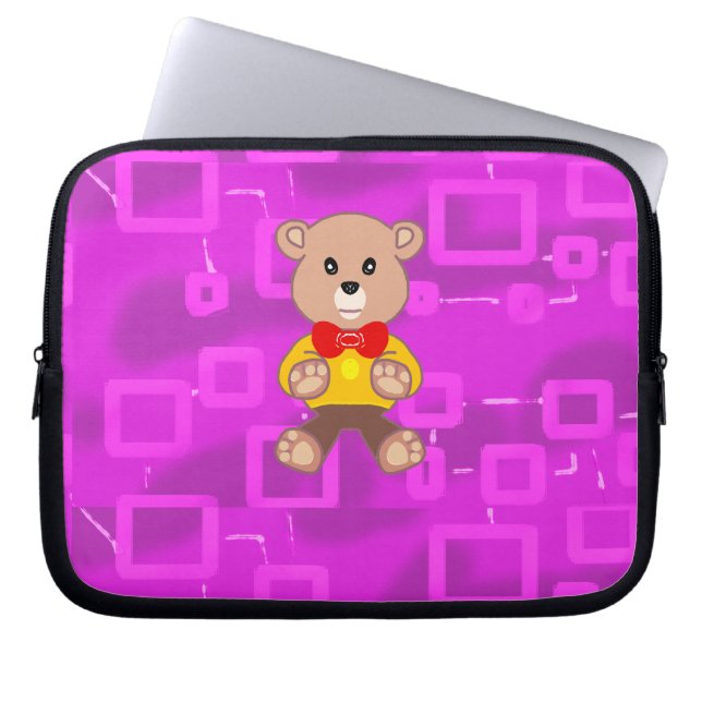 Cute Bowtie Nalle Rosa Geometric Electronics Laptop Fodral (Framsidan)