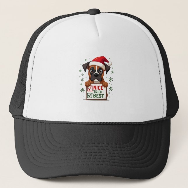 Cute Boxer dog Dog Christmas Nice Tried my Best  ( Keps (Framsida)
