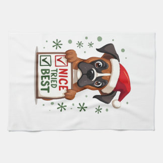 Cute Boxer dog Dog Christmas Nice Tried my Best  ( Kökshandduk