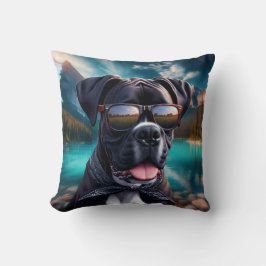 Cute Boxer Dog with Shades Kudde
