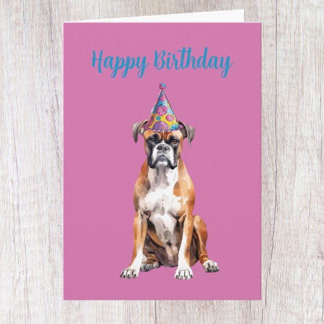 Cute Boxer Hund Birday Card Kort (Skapare uppladdad)