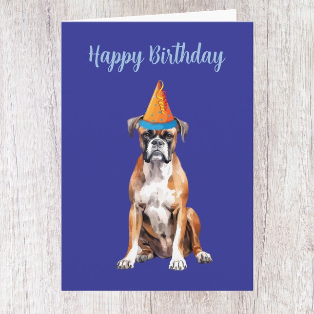 Cute Boxer Hund Birday Card Kort (Skapare uppladdad)