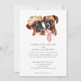 Cute Boxer Hund Bride and Groom Bröllop Inbjudningar