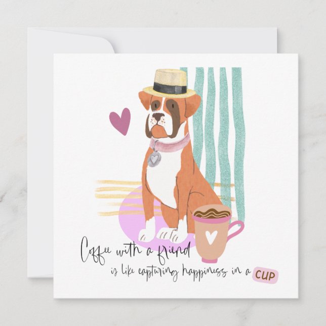 Cute Boxer Hund Coffee Happee Quote Valfri Tillfäl Kort (Framsida)
