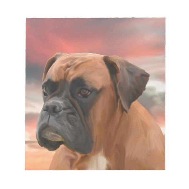 Cute Boxer Hund Färg Oljemålning Art. Anteckningsblock (Framsida)