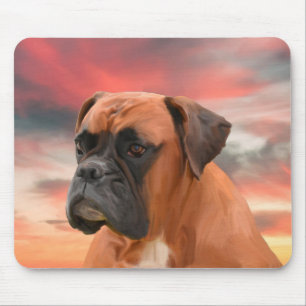 Cute Boxer Hund Färg Oljemålning Art. Musmatta