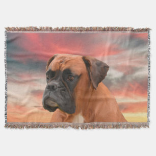 Cute Boxer Hund Färg Oljemålning Art. Mysfilt