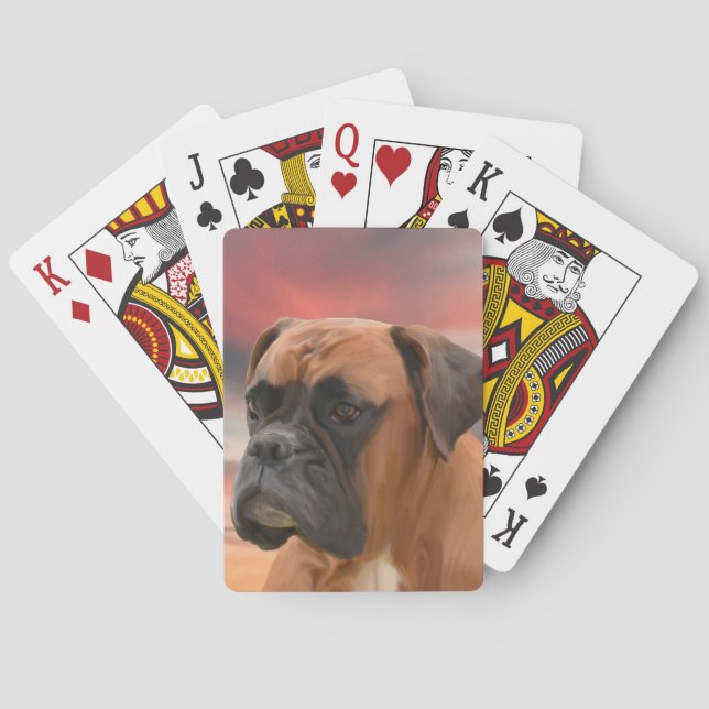 Cute Boxer Hund Färg Oljemålning Art. Spel Kort (Baksidan)