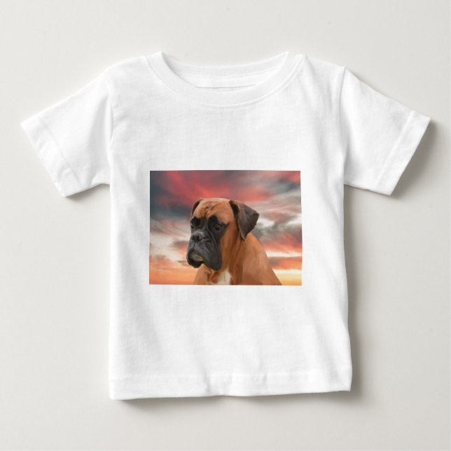 Cute Boxer Hund Färg Oljemålning Art. T-shirt (Framsida)