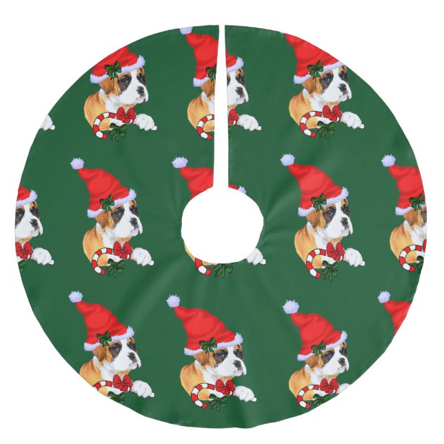 Cute Boxer Hund jul Julgransmatta Borstad Polyester (Framsidan)