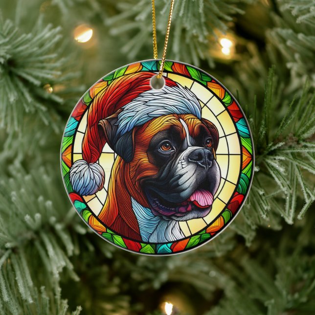 Cute Boxer Hund jul Julgransprydnad Keramik (Träd)