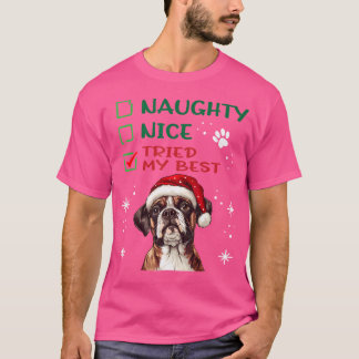 Cute Boxer Hund jul Naughty Nice Testade min T Shirt
