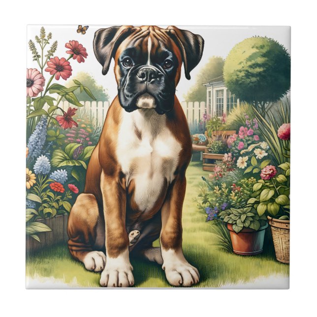 Cute Boxer-Hund Kakelplatta (Framsidan)