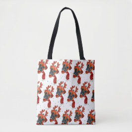 Cute Boxer Hund med Reindeer Antlers jul Tygkasse