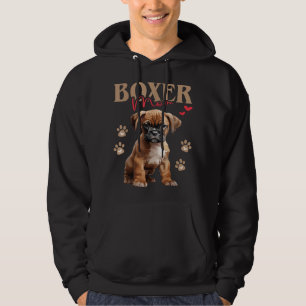 Cute Boxer Hund Puppy Boxer Mamma Tassar och Heart Hoodie