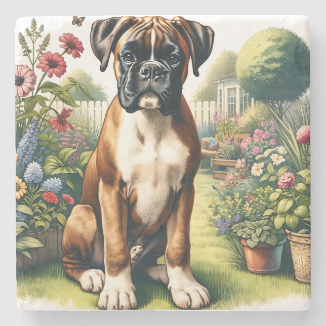 Cute Boxer-Hund Stenunderlägg (Framsidan)