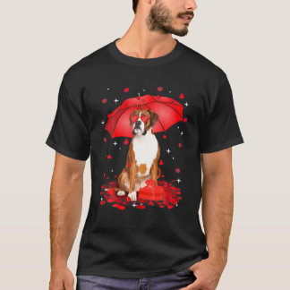 Cute Boxer Hund Valentine Umbrella Heart Puppy T Shirt