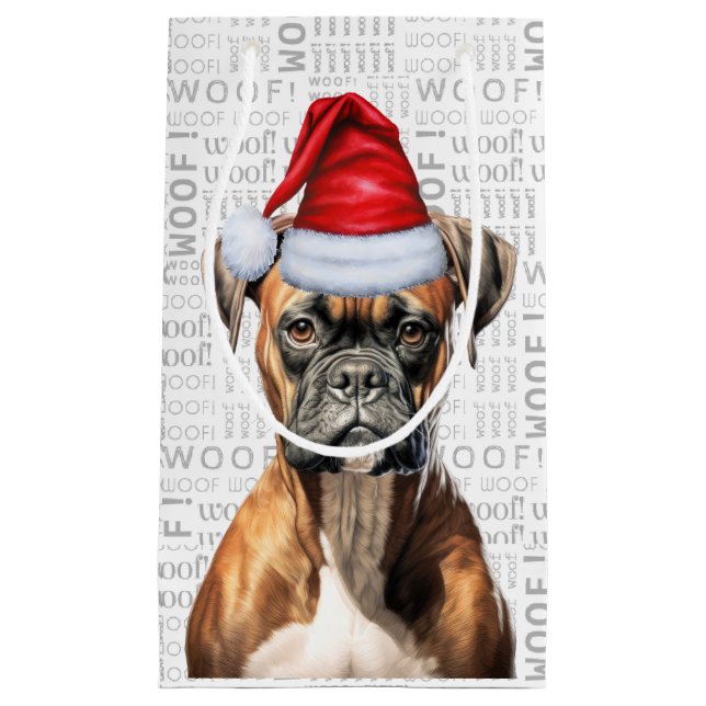 Cute Boxer-julen Hund Helgdag Woof Ord Art (Framsidan)