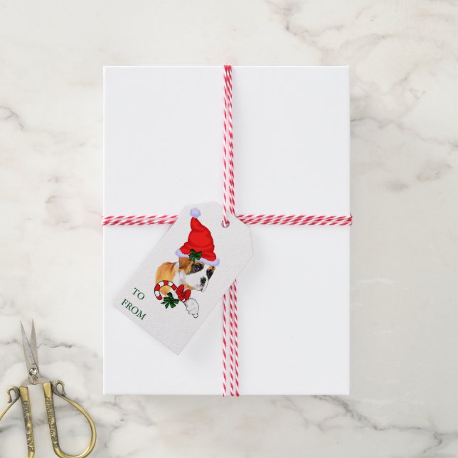 Cute Boxer-Juletiketter Presentetikett (Med Snöre)