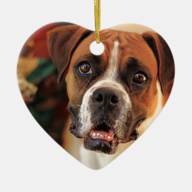 Cute Boxer Julgransprydnad Keramik (Framsidan)