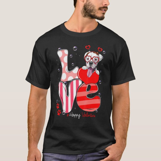 Cute Boxer Kärlek Valentine Puppy T Shirt (Framsida)