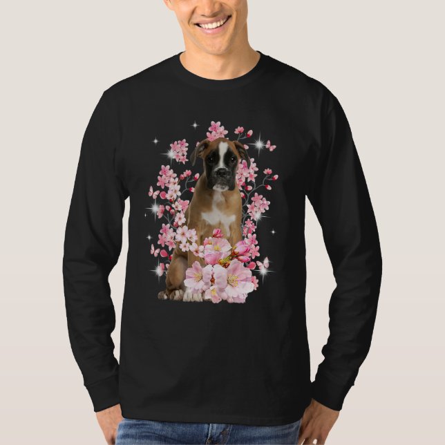 Cute Boxer Mom Flower Happy Mother s Day Love Dog T Shirt (Framsida)