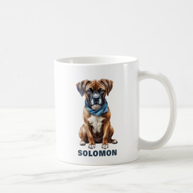 Cute Boxer på Scarf-Personlig Kaffemugg (Höger)