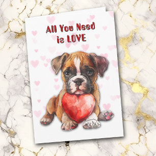 Cute Boxer Puppy Hund allt du behöver Valentine Helgkort