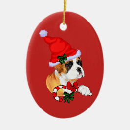 Cute Boxer Puppy-jul Julgransprydnad Keramik