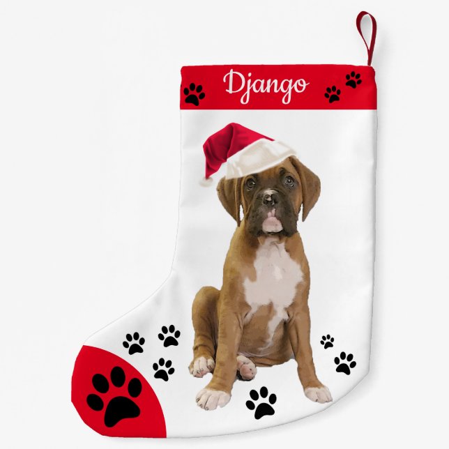 Cute Boxer Puppy - julklapp - Boxer Hund Liten Julstrumpa (Baksidan)