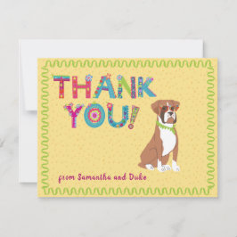 Cute Boxer Roligt Färg Blommigt Brev Tack Kort