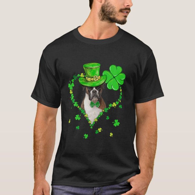 Cute Boxer Saint Patrick's Day Dogs Dad Mom T Shirt (Framsida)