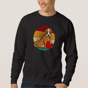 Cute Boxer Valentines day Heart Retro Sunset Lång Ärmad Tröja