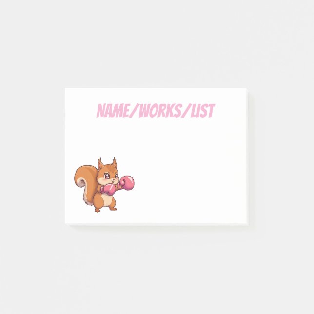 Cute Boxing Squirrel Funny Post-it Block (Framsida)