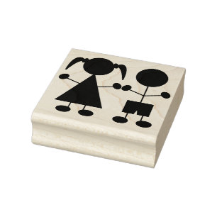 Cute Boy and Girl Stick figurer Stämpel