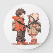 Cute Boy and Girl Wall Watch