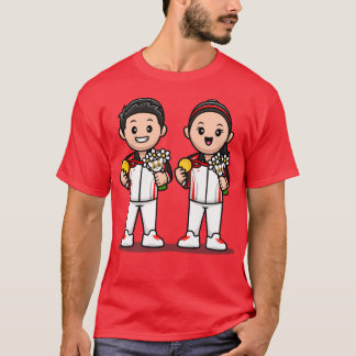 Cute Boy and Girl Winning Champion Tecknad T Shirt
