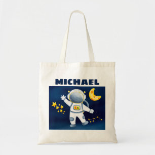 Cute Boy Astronaut i Space Tote Bag Tygkasse