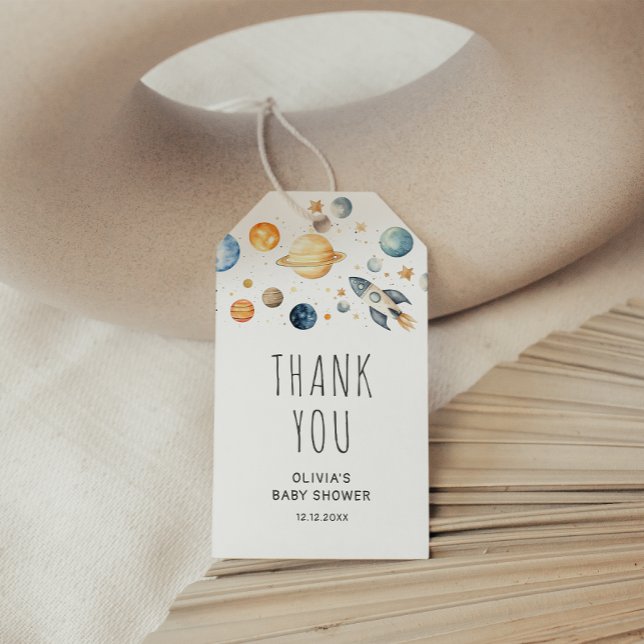 Cute Boy Astronaut Space Baby Shower Gift Märkre Presentetikett (Skapare uppladdad)