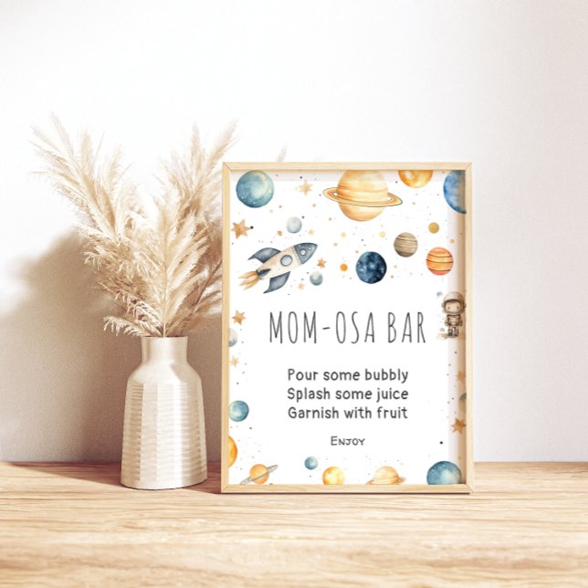 Cute Boy Astronaut Space Baby Shower Poster (Skapare uppladdad)