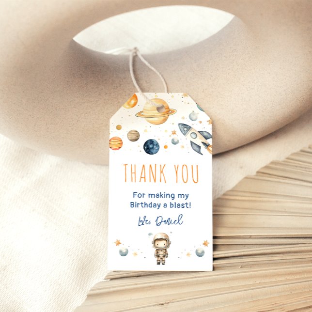 Cute Boy Astronaut Space Birthday Gift Märkre Presentetikett (Skapare uppladdad)
