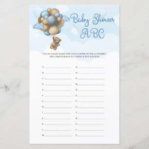 Cute Boy baby har bruna ballonger Baby Shower ABC