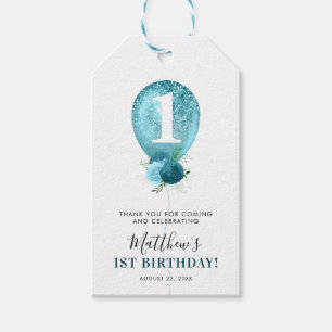Cute Boy Balloon 1:a födelsedag Party Tack Gift Presentetikett