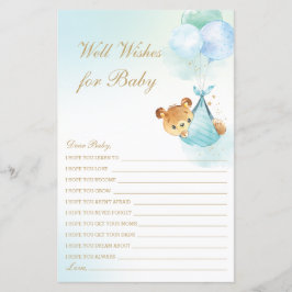 Cute Boy Bear Balloes well Önskemål for Baby Showe